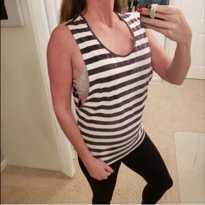 Scotch & Soda Tank Top Striped Size Medium NWT Black & Cream